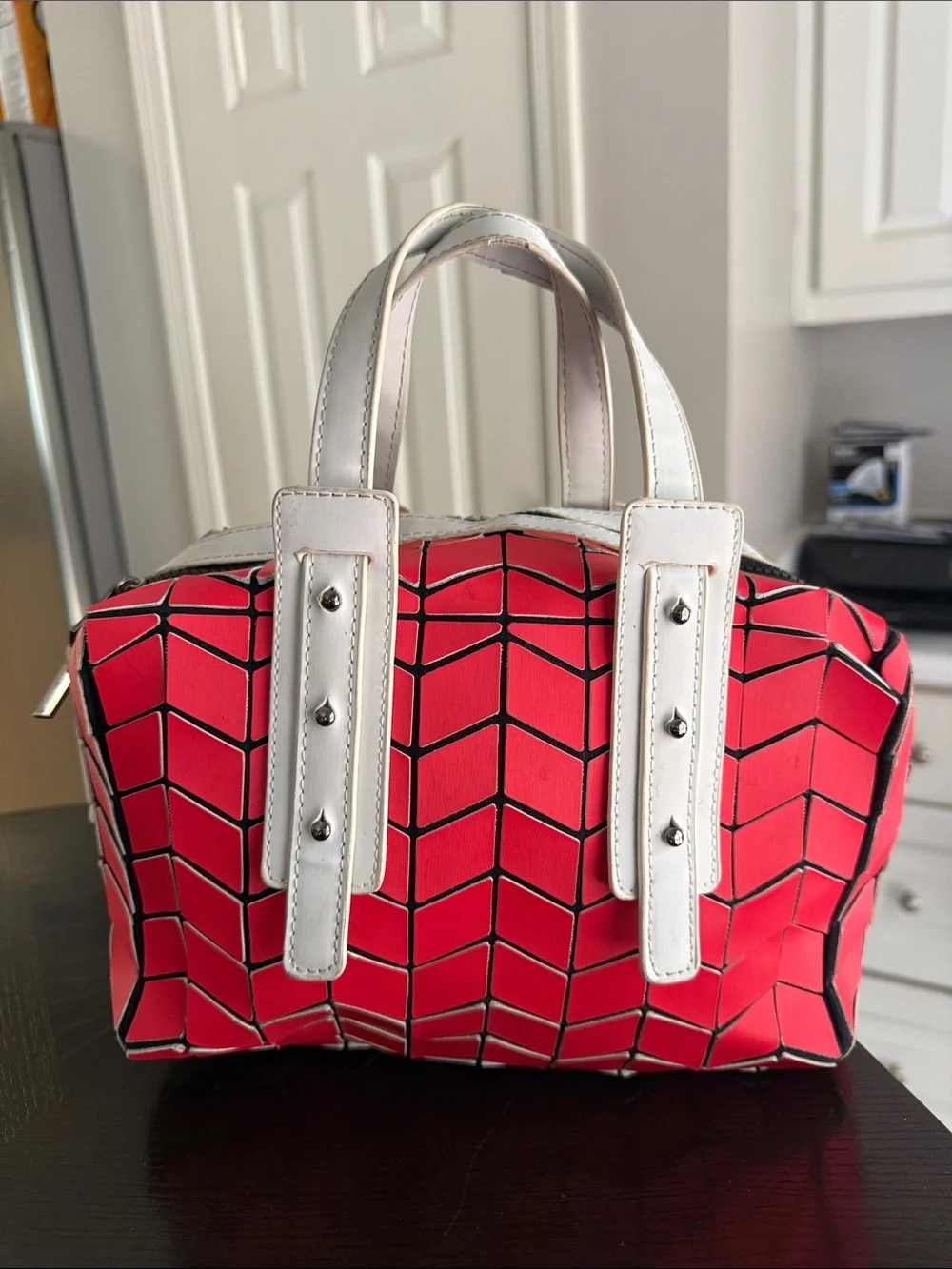 Patrizia Luca Chevron Geometric Duffle Satchel